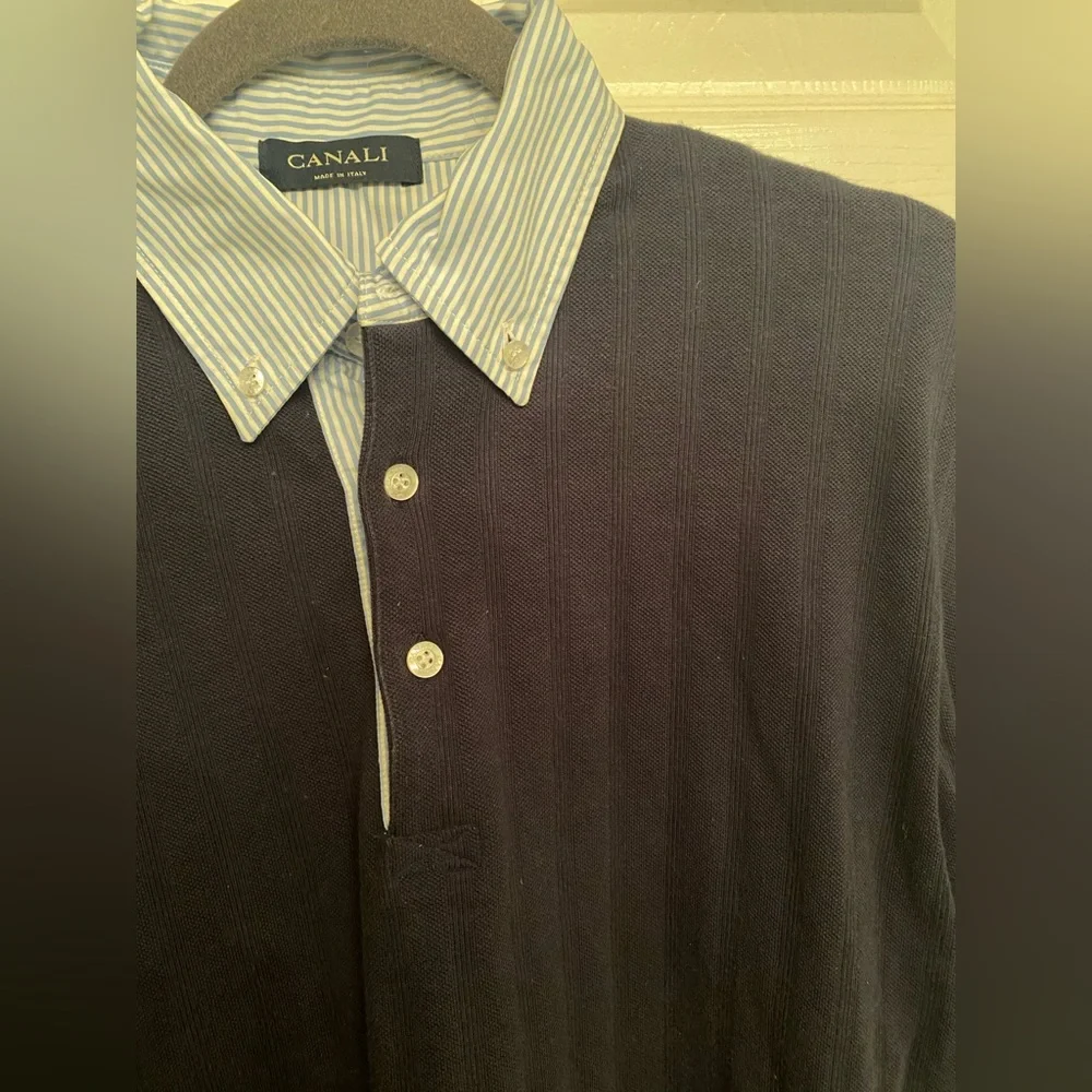SOLD Canali Pull over Cotton Collared Shirt - Picture 2 of 5